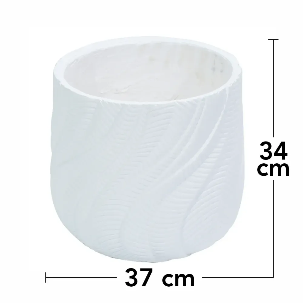 Ghiveci ecologic, Eco-friendly, Naimeed D6379, Mediu, din materiale minerale, Alb, 34x37x37cm