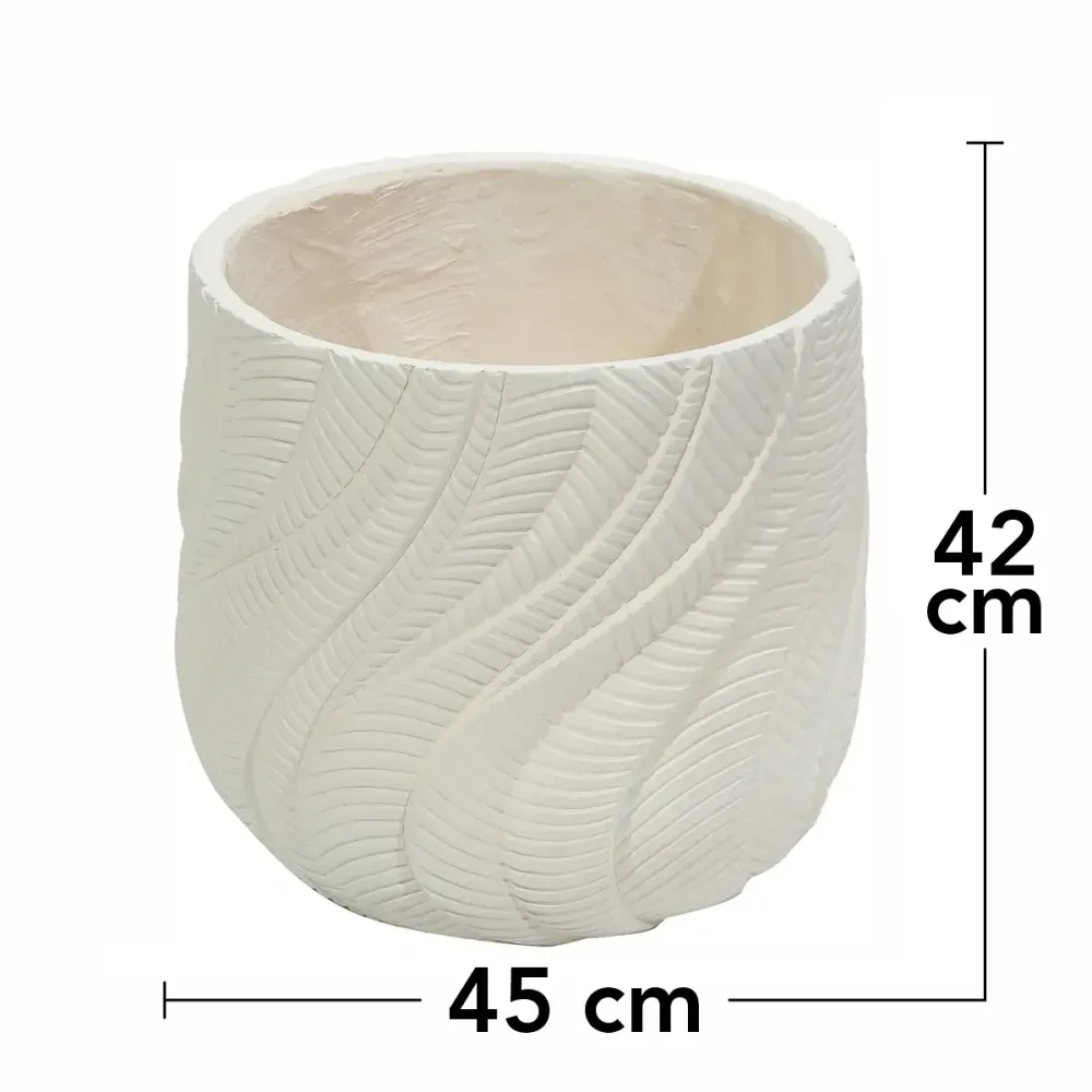 Ghiveci ecologic, Eco-friendly, Naimeed D6380, Mare, din materiale minerale, Crem, 42x45x45cm