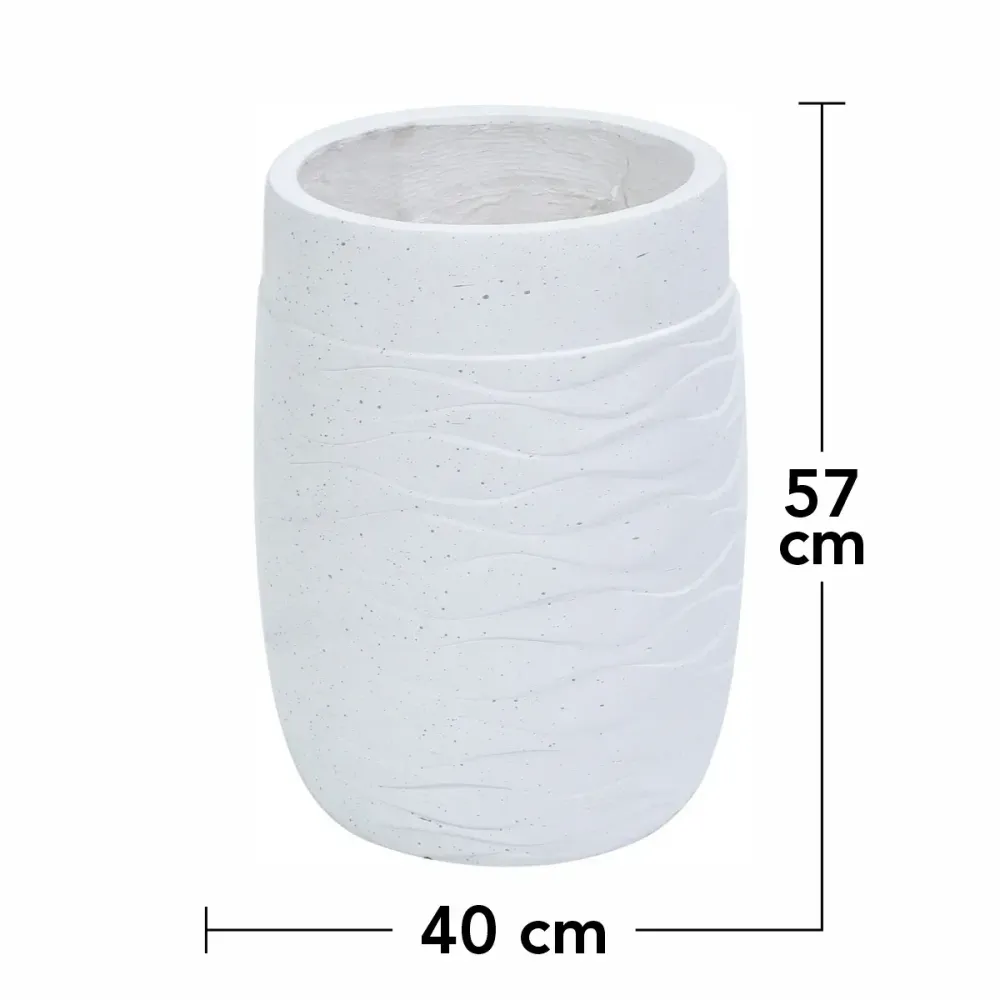 Ghiveci ecologic, Eco-friendly, Naimeed D6382, Mare, din materiale minerale, Alb, 57x40x40cm