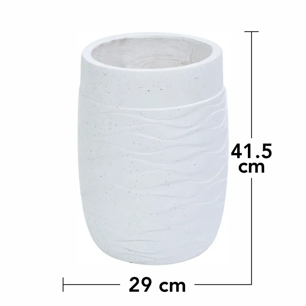 Ghiveci ecologic, Eco-friendly, Naimeed D6382, Mediu, din materiale minerale, Alb, 41,5x29x29cm