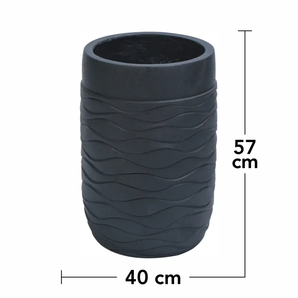 Ghiveci ecologic, Eco-friendly, Naimeed D6384, Mare, din materiale minerale, Negru, 57x40x40cm