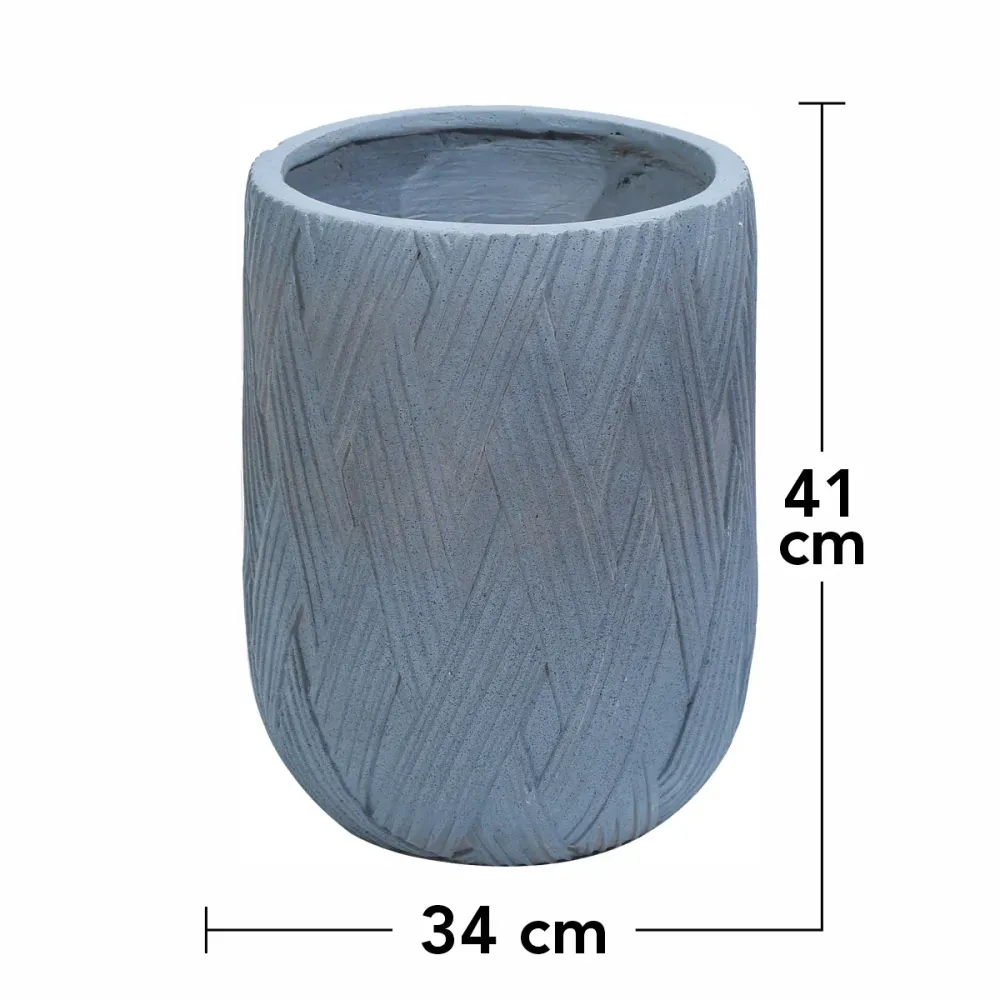 Ghiveci ecologic, Eco-friendly, Naimeed D6387 Mediu, din materiale minerale, Gri, 41x34x34cm