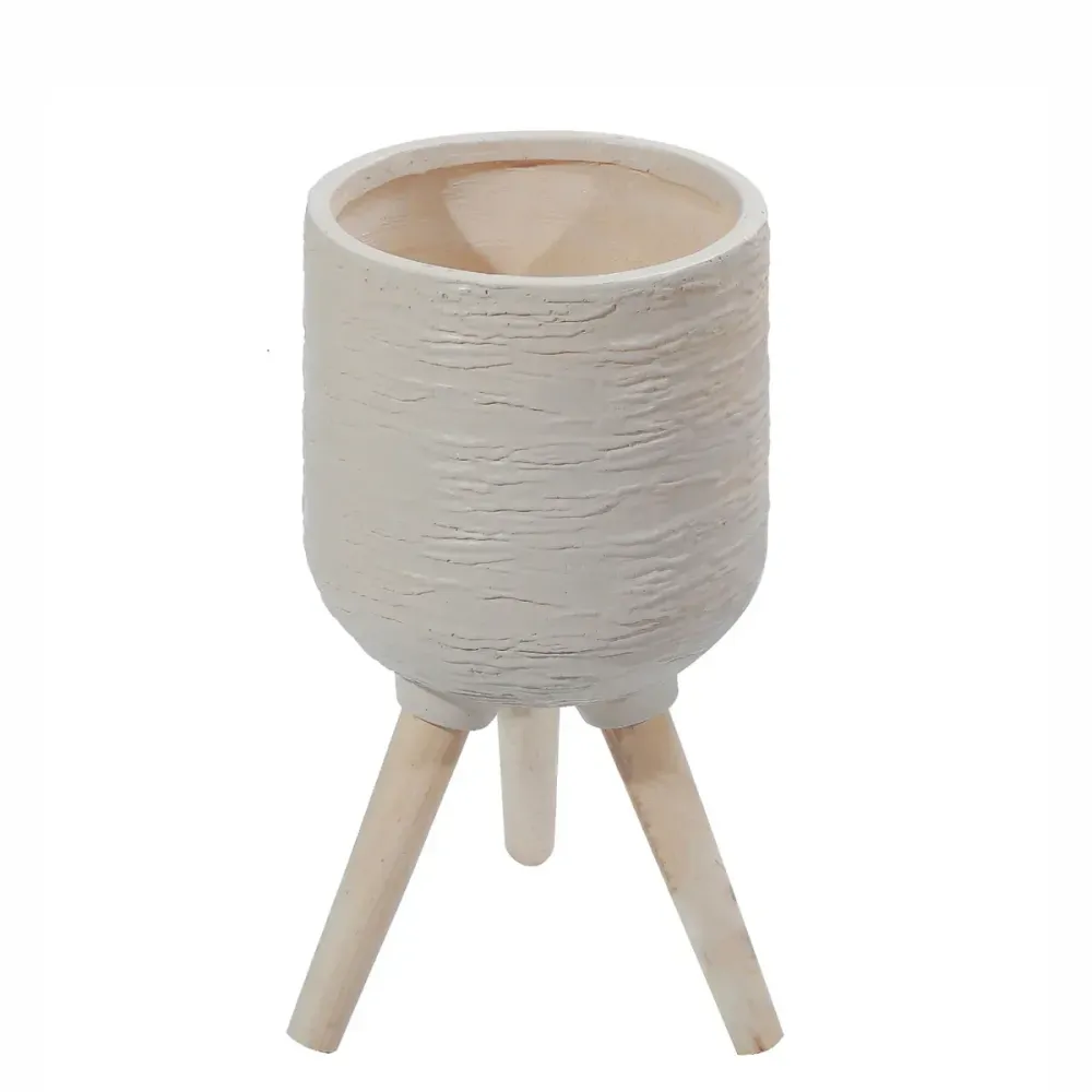 Ghiveci ecologic, Eco-friendly, Naimeed D6391, Mic, din materiale minerale, Bej, 27,5x23x23cm