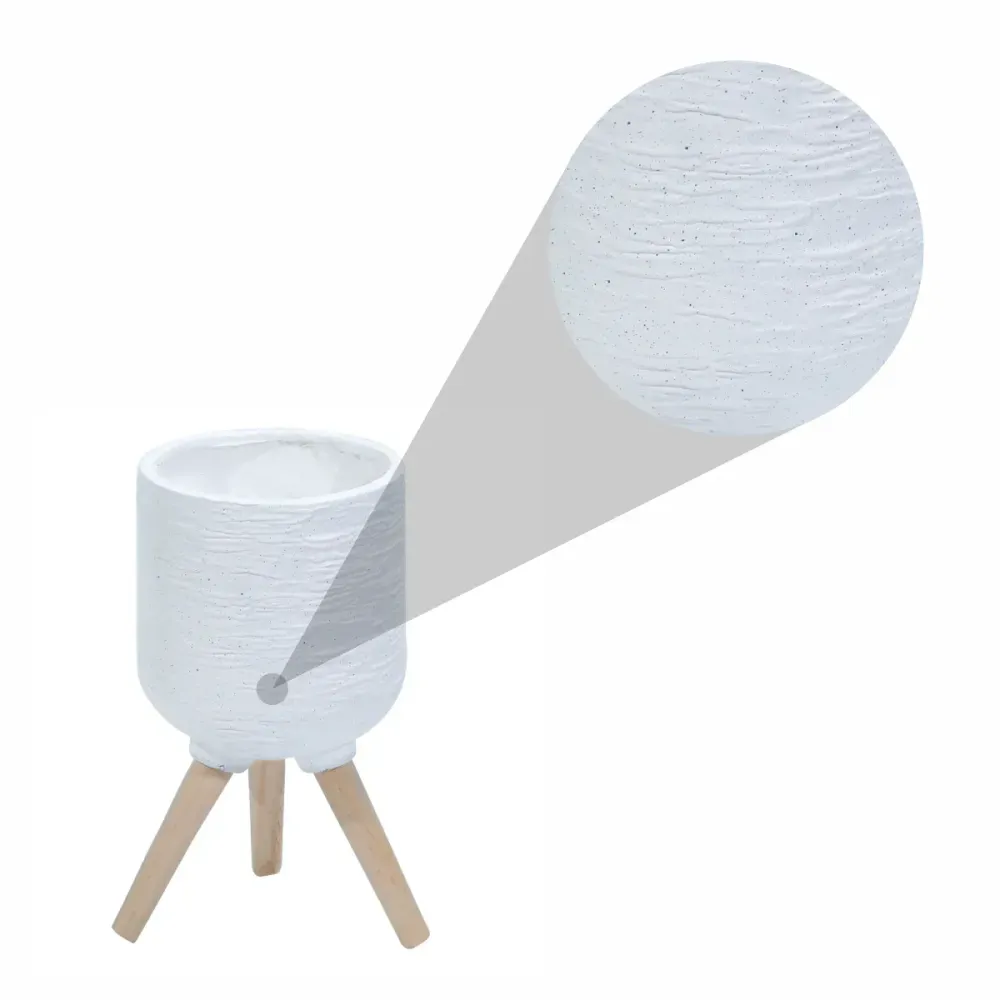 Ghiveci ecologic, Eco-friendly, Naimeed D6392, Mic, din materiale minerale, Alb, 27,5x23x23cm