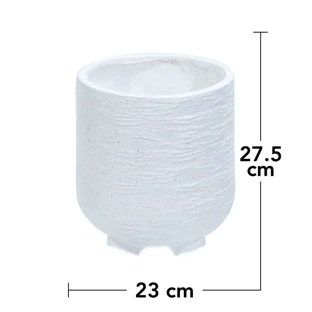 Ghiveci ecologic, Eco-friendly, Naimeed D6392, Mic, din materiale minerale, Alb, 27,5x23x23cm