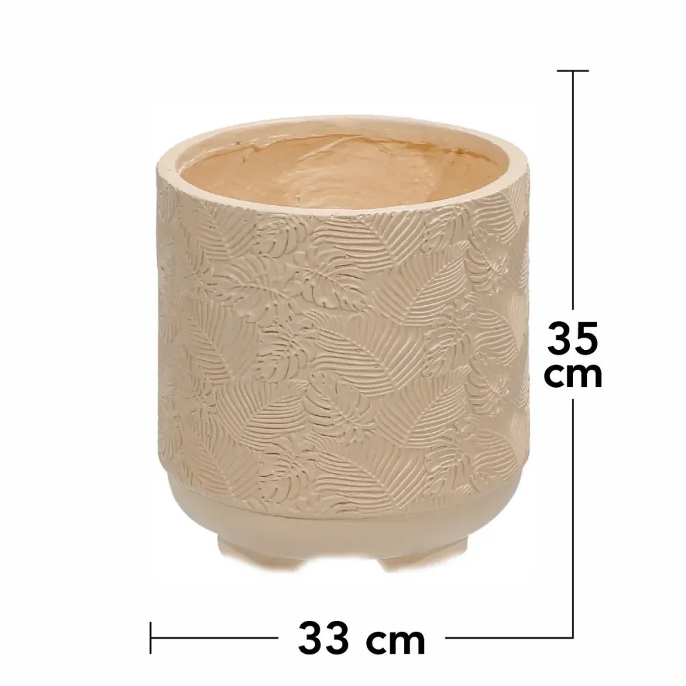 Ghiveci ecologic, Eco-friendly, Naimeed D6394, Mare, din materiale minerale, Crem, 35x33x33cm