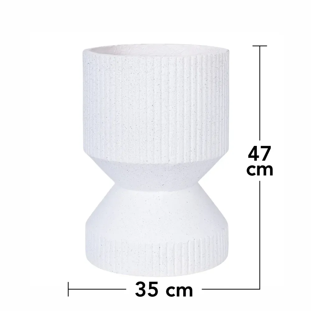 Ghiveci ecologic, Eco-friendly, Naimeed D6406, din materiale minerale, Alb, 47x35x35cm
