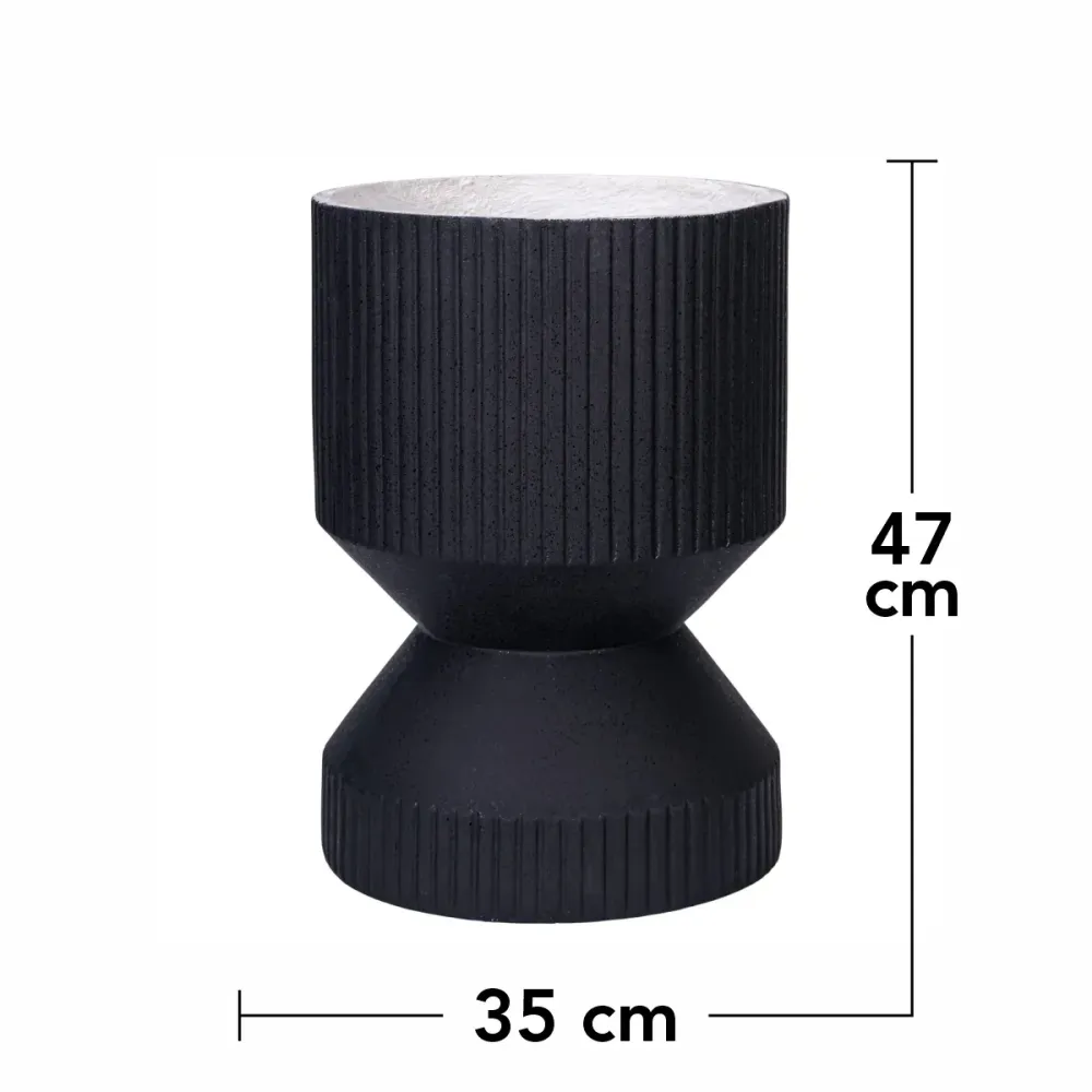 Ghiveci ecologic, Eco-friendly, Naimeed D6407, din materiale minerale, Negru, 47x35x35cm