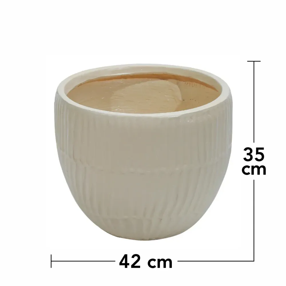 Ghiveci ecologic, Eco-friendly, Naimeed D6410, Mare, din materiale minerale, Bej, 35x42x42cm