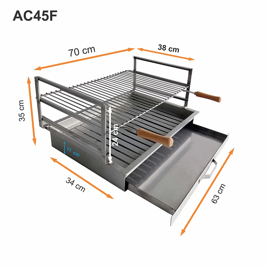 Grătar încastrat din inox 70x38 AC45F