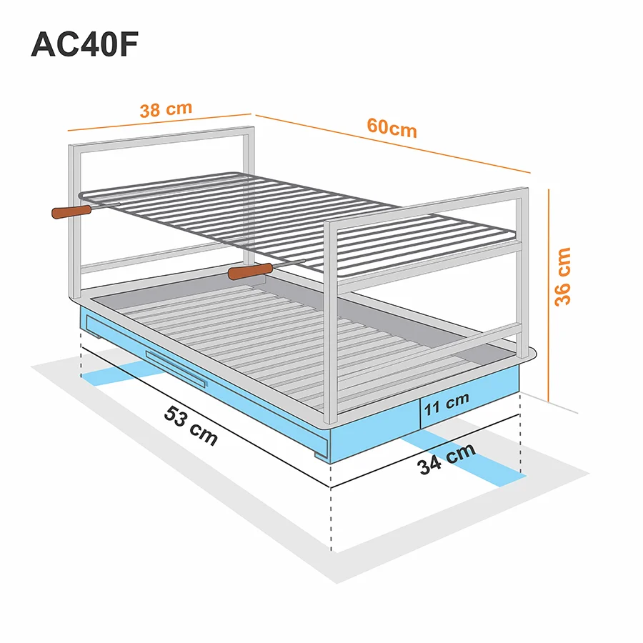 Grătar încorporabil din inox 60x38 AC40F