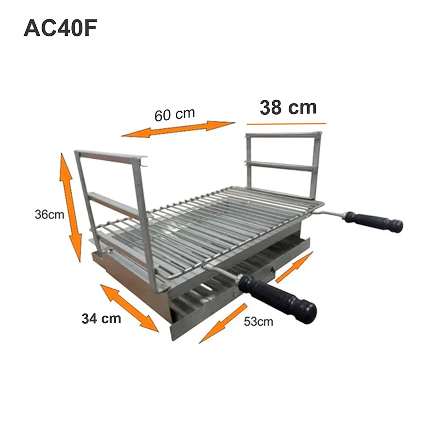 Grătar încorporabil din inox 60x38 AC40F