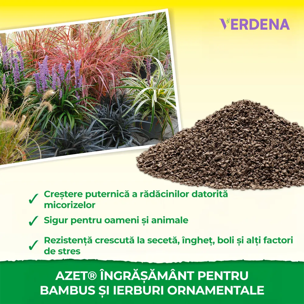 Ingrasamant Azet Neudorff pentru Bambus si Ierburi Ornamentale, Nutritie de Lunga Durata si frunzis verde intens - 1.75 kg