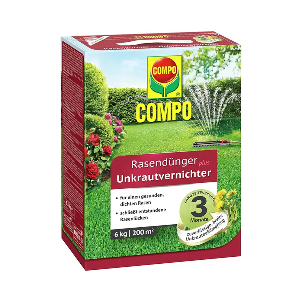 Ingrasamant gazon Compo Floranid, 6 kg pentru 200 mp, cu erbicid 2 1 efect imediat si de lunga durata