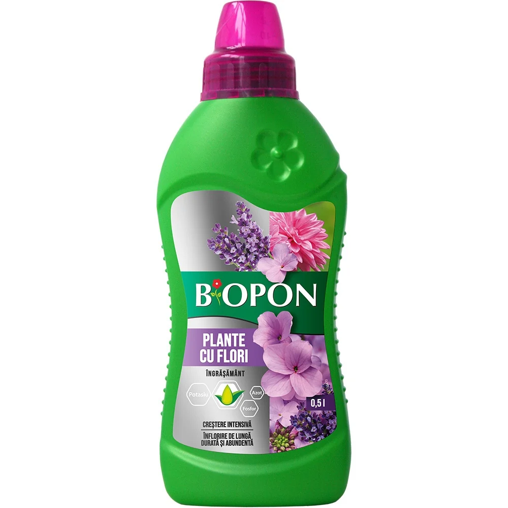 Ingrasamant lichid BIOPON pentru flori ornamentale, inflorire abundenta, 500 ml
