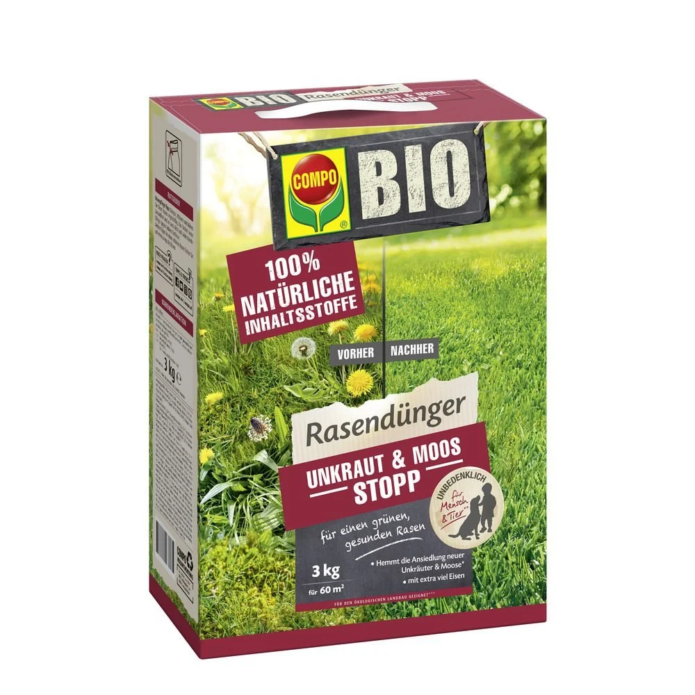 Ingrasamant Organic Granule Fine 3 kg, pentru Gazon impotriva Buruienilor si Muschiului, Ingrijire Completa, COMPO