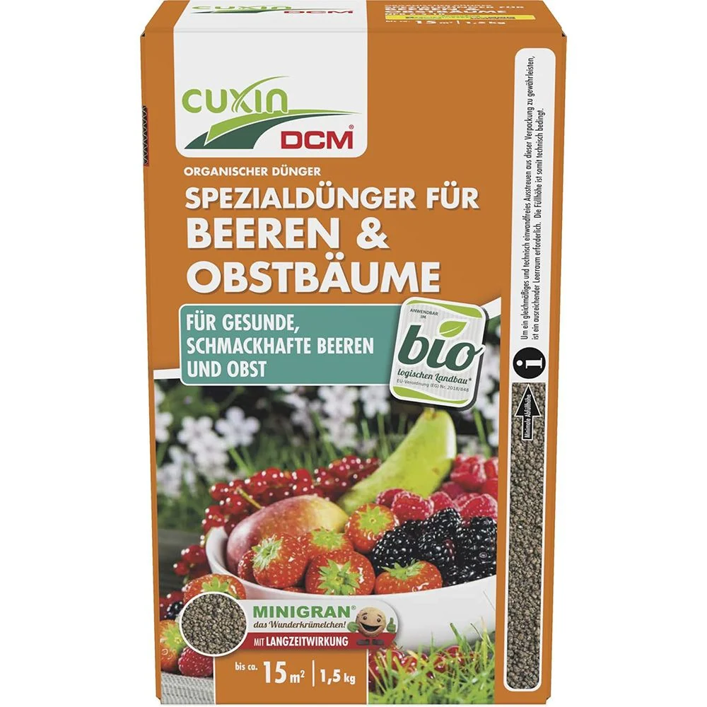 Ingrasamant organic pentru fructe de padure si pomi fructiferi CUXIN DCM, tehnologie MINIGRAN, fertilizant cu eliberare le...