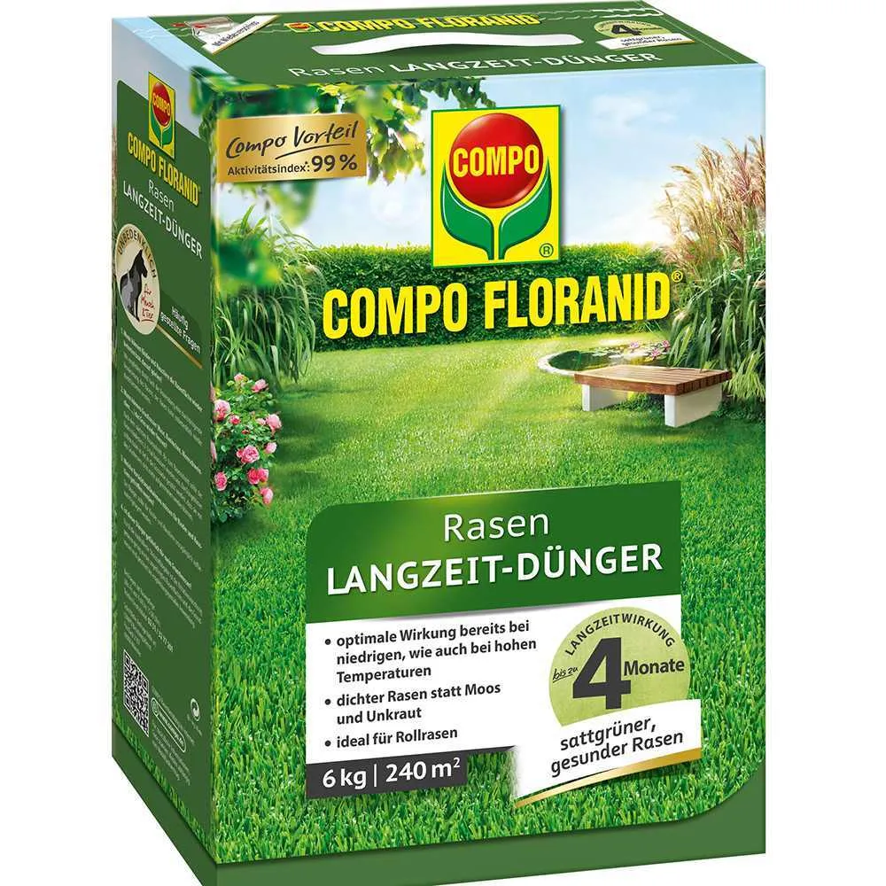 Ingrasamant Organic pentru Gazon, 6 kg pentru 240 mp, Efect de Lunga Durata, COMPO