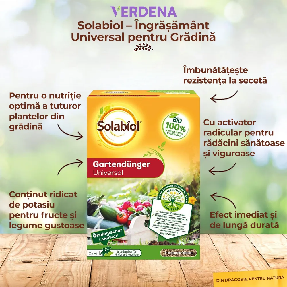 Ingrasamant Organic Universal pentru Gradina, 2.5 kg, cu Efect Imediat si de Lunga Durata pentru Fructe, Legume si Plante...