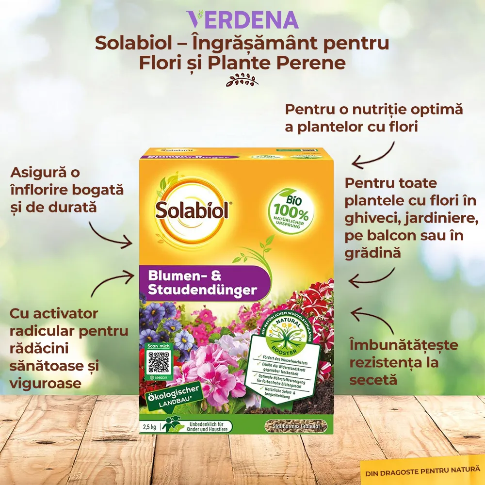 Ingrasamant Special pentru Flori si Plante Perene, 2.5 kg, cu Efect Imediat si de Lunga Durata, SOLABIOL