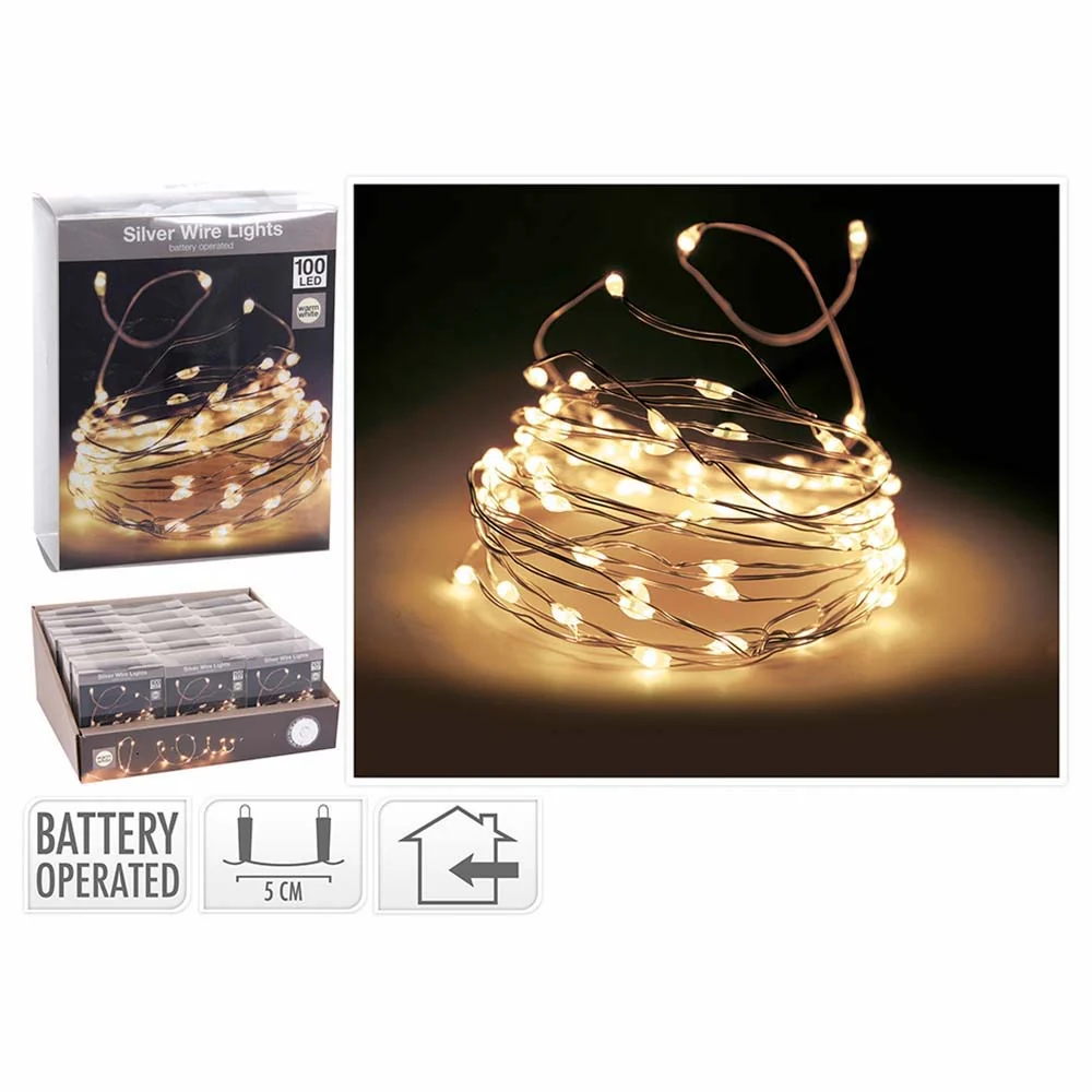 Instalatie Craciun 150 cm - Silver Wire Lights, 15 leduri
