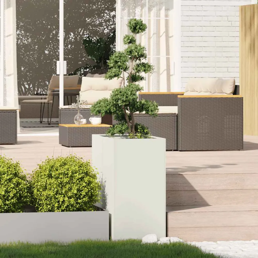 Jardinieră alb 40x80x80 cm oțel