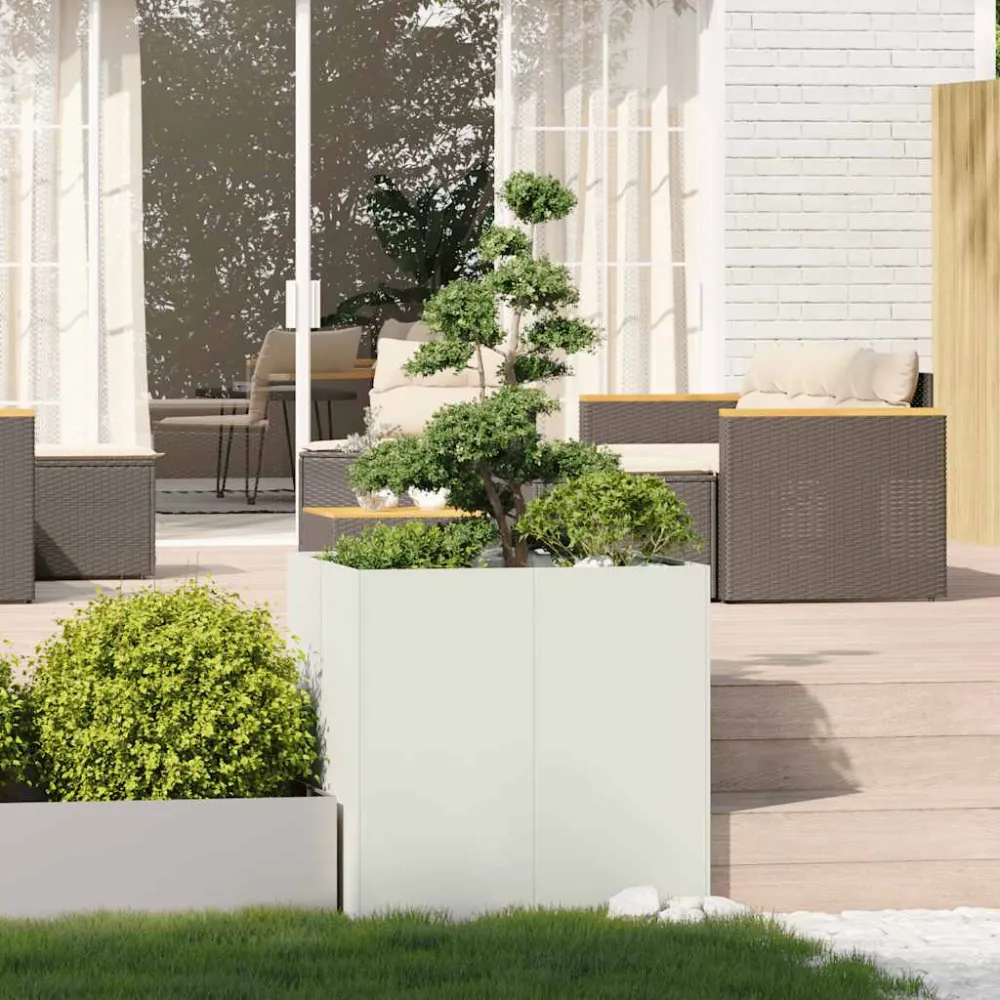 Jardinieră alb 80x80x80 cm oțel