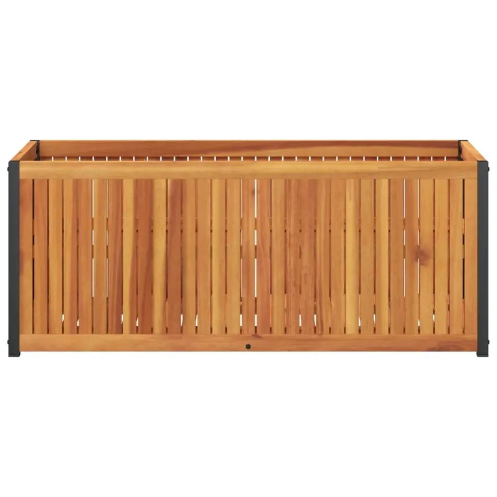 Jardinieră de grădină, 110x45x44 cm, lemn masiv acacia/oțel