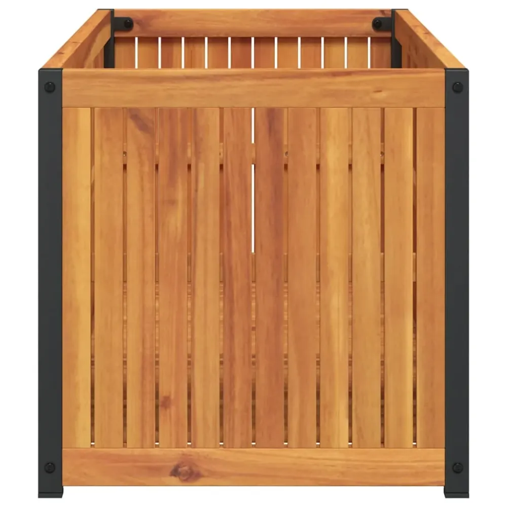 Jardinieră de grădină, 110x45x44 cm, lemn masiv acacia/oțel