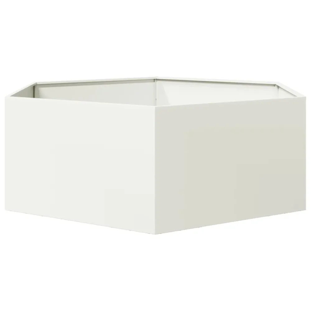 Jardinieră de grădină alb 138x120x45 cm oțel hexagonal
