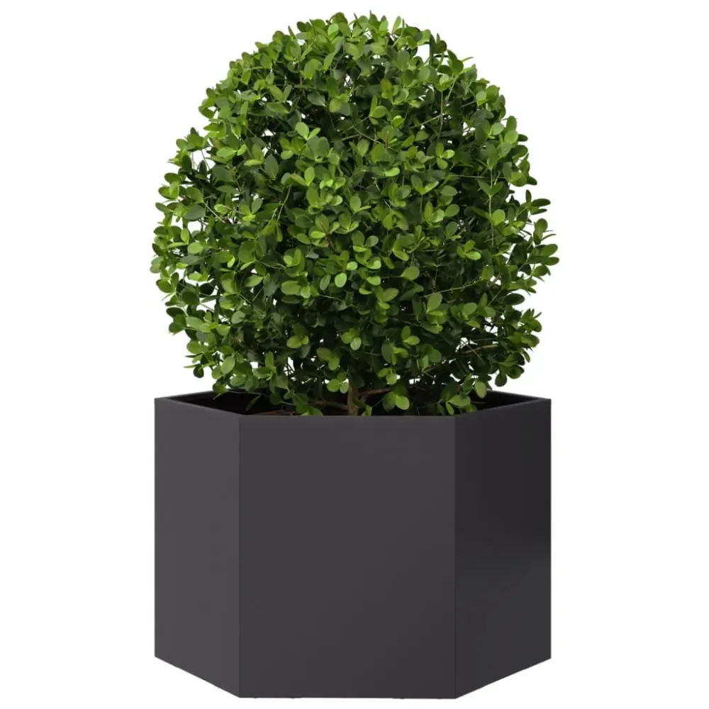Jardinieră de grădină negru 69x60x45 cm oțel hexagonal