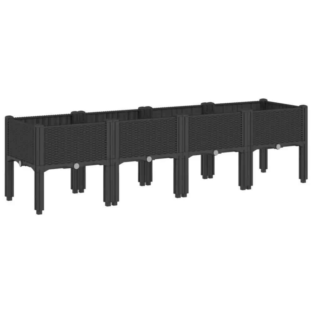 Jardinieră de grădină cu picioare, negru, 160x40x42 cm, PP