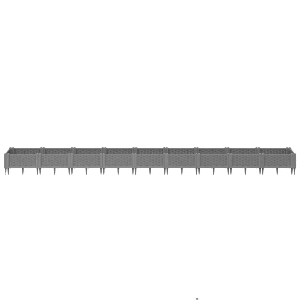 Jardinieră grădină cu țăruși, gri deschis 362,5x42,5x28,5 cm PP