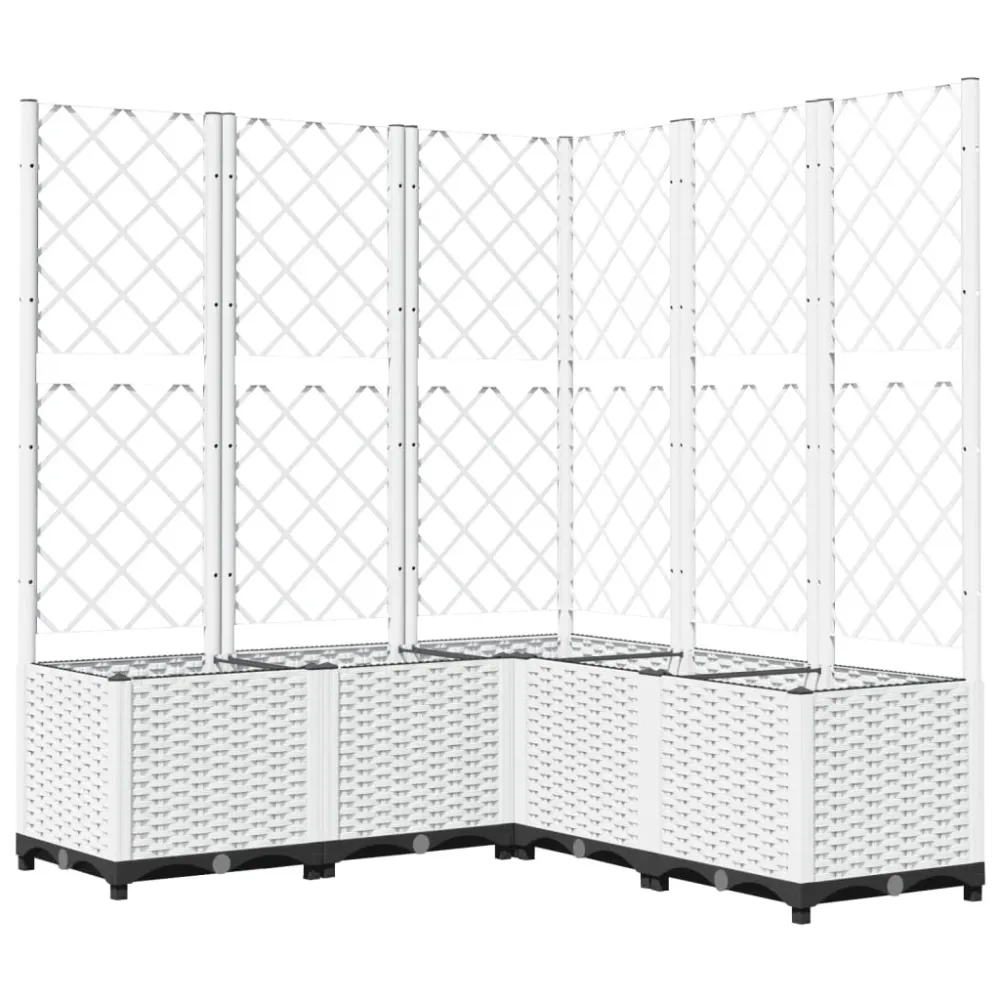 Jardinieră de grădină cu spalier, alb, 120x120x136 cm PP