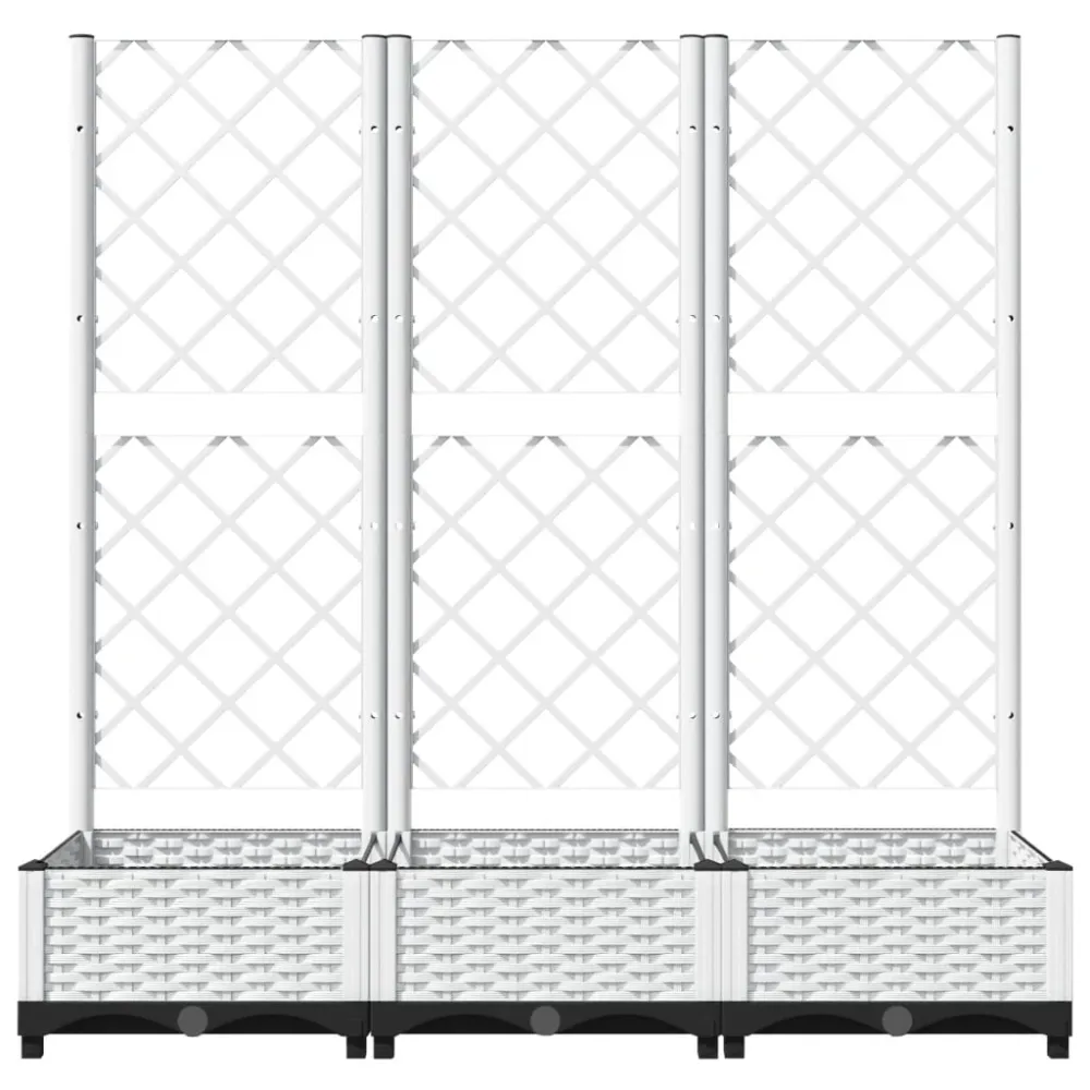 Jardinieră de grădină cu spalier, alb, 120x40x121,5 cm, PP
