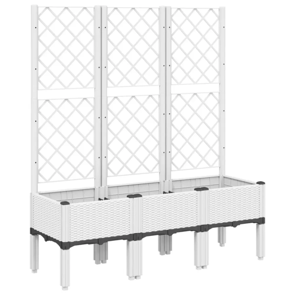 Jardinieră de grădină cu spalier, alb, 120x40x142 cm PP