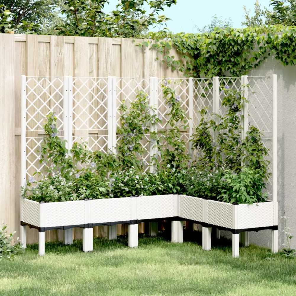 Jardinieră de grădină cu spalier, alb, 160x120x142 cm PP