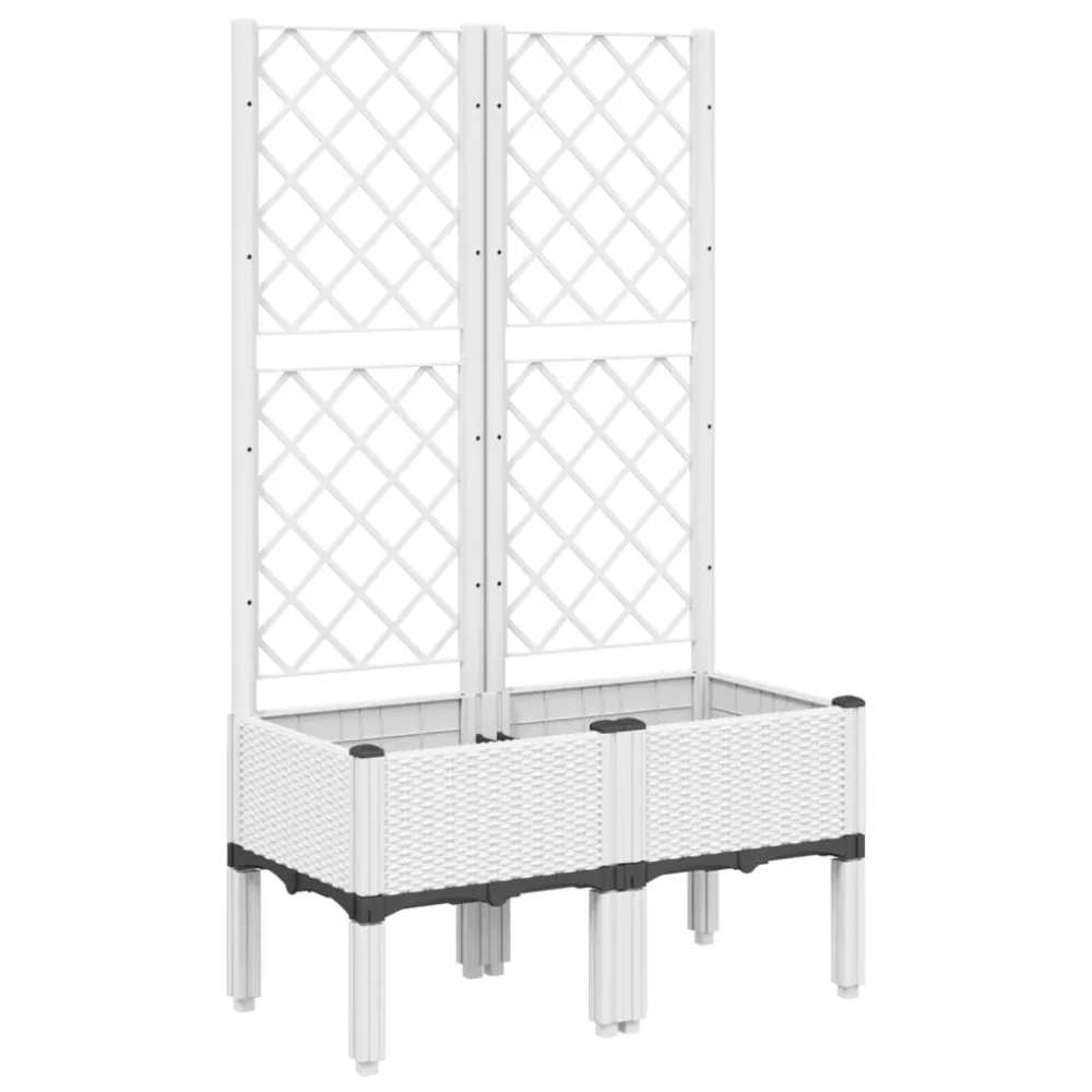 Jardinieră de grădină cu spalier, alb, 80x40x142 cm, PP