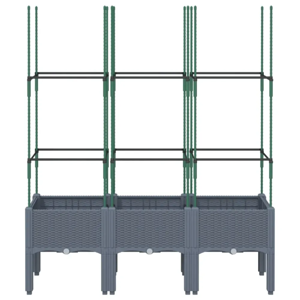 Jardinieră de grădină cu spalier, gri, 120x40x142,5 cm, PP