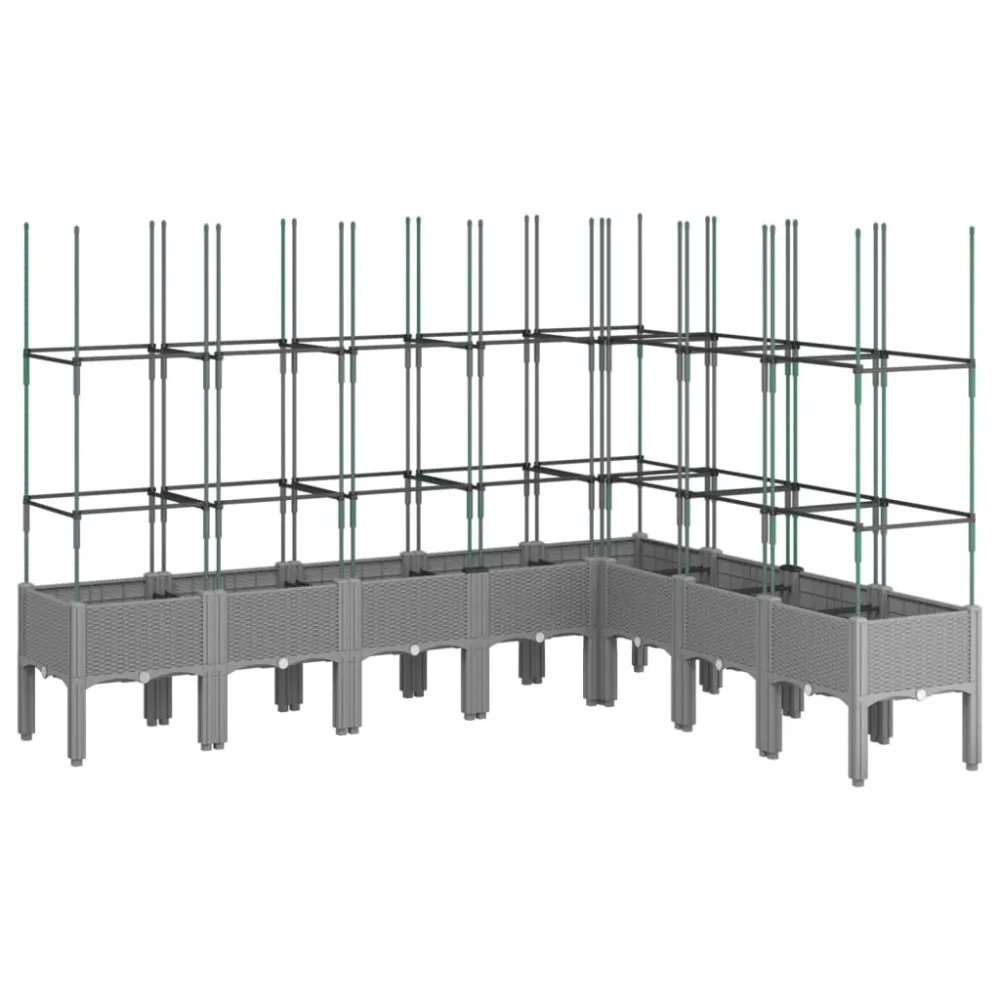Jardinieră de grădină cu spalier gri deschis 200x160x142,5cm PP