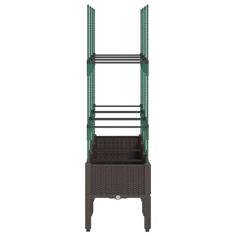 Jardinieră de grădină cu spalier, maro, 120x40x142,5 cm, PP