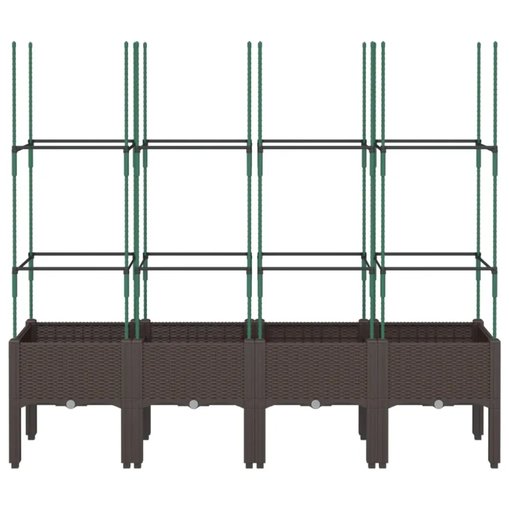 Jardinieră de grădină cu spalier, maro, 160x40x142,5 cm, PP