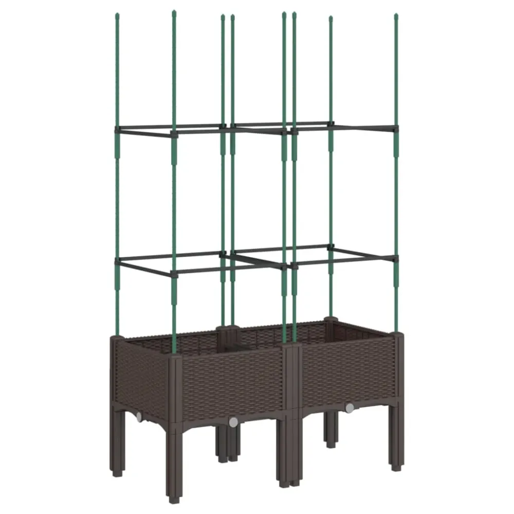 Jardinieră de grădină cu spalier, maro, 80x40x142,5 cm, PP