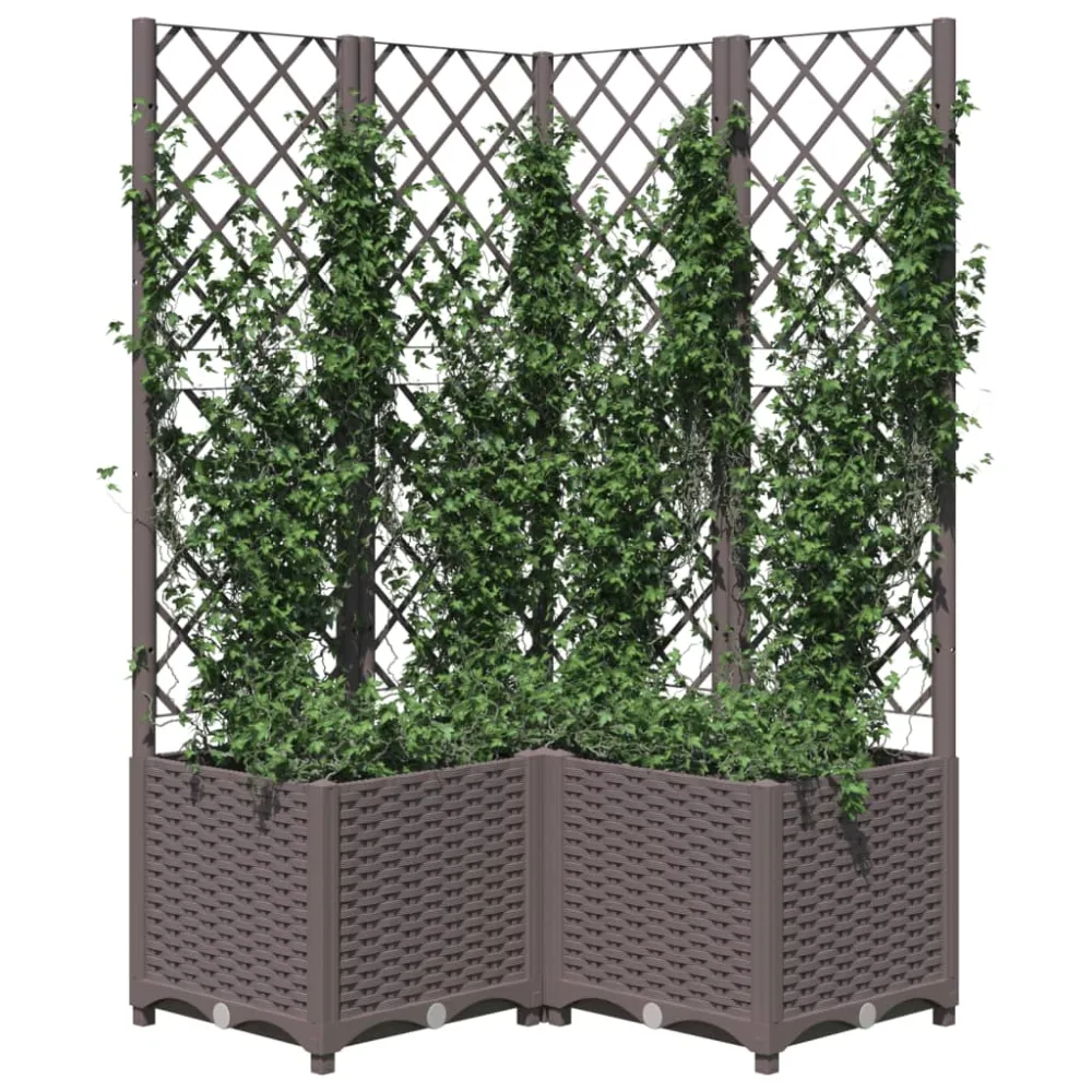 Jardinieră de grădină cu spalier maro, 80x80x136 cm, PP