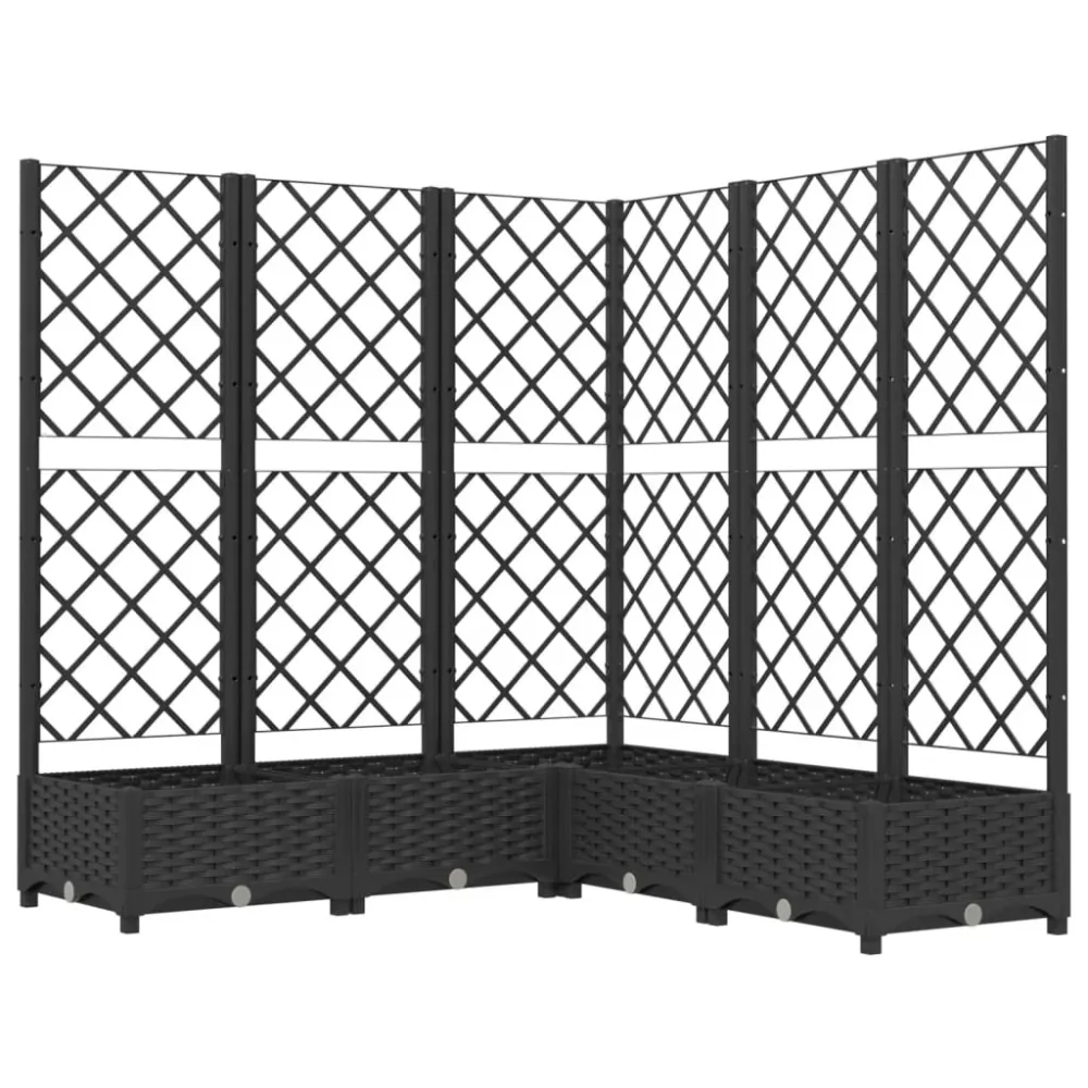 Jardinieră de grădină cu spalier, negru, 120x120x121,5 cm, PP