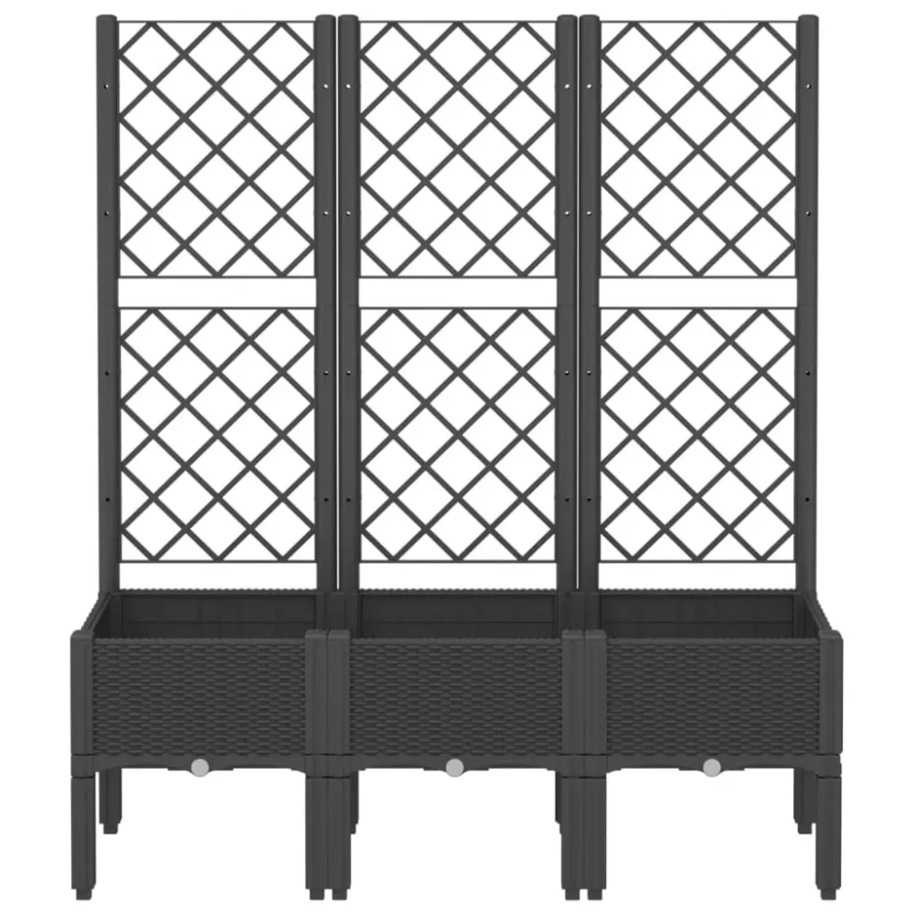 Jardinieră de grădină cu spalier, negru, 120x40x142 cm, PP