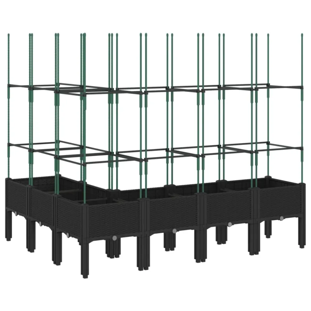 Jardinieră de grădină cu spalier, negru, 160x120x142,5 cm, PP