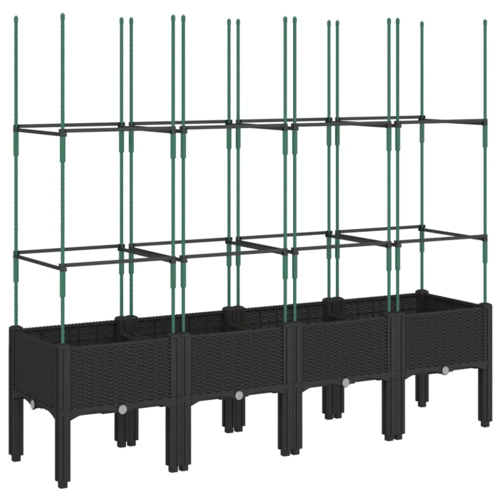 Jardinieră de grădină cu spalier, negru, 160x40x142,5 cm, PP