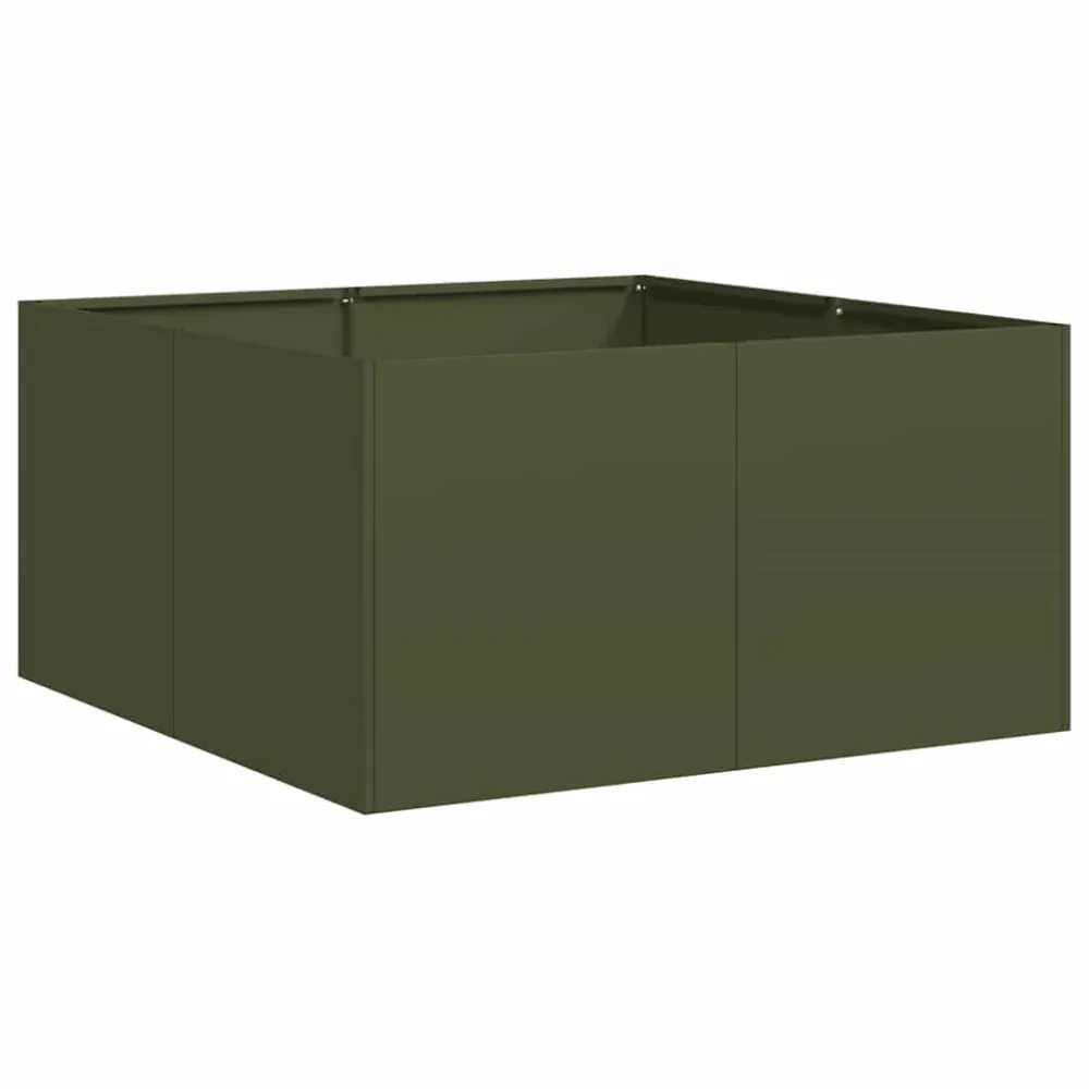 Jardinieră verde măsline 80x80x40 cm oțel laminat la rece