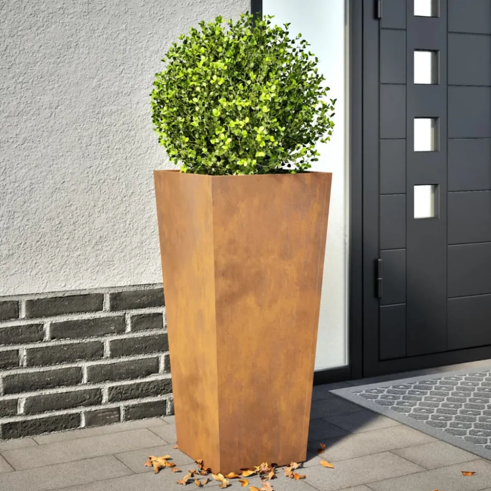 Jardiniere de grădină 2 buc 35x35x75 cm Oțel pentru intemperii